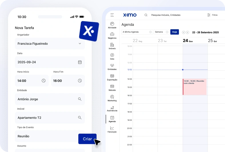 O que insere, cria e guarda na APP X-IMO aparece em sistema 0